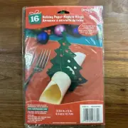 DesignWare Christmas Tree Paper Napkin Rings Set 16