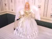 KURT ADLER-UL #1986- 12" WHITE/GOLD LED LIGHTED TREETOP ANGEL -NEW