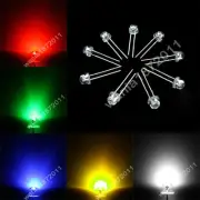 1000 x Red Green Blue Yellow White 5mm Straw Hat LED Light Lamp 180 Wide Angle