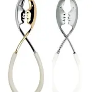Bugatti Kiss Salad Tongs 2-piece Set - White/Gold/Chrome