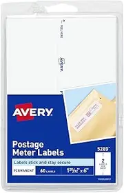 Avery Postage Meter Labels for Personal Post Office, 1-25/32" x 6", White, 60 Mail Meter Labels (05289)