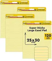 Post-it Easel Pad, 25 x 30-Inches, Yellow Paper with Lines, 30-Sheets/Pad, 4-Pads/Pack