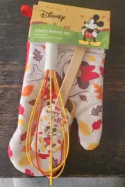 3xDisney Mickey/Minnie Mouse Winter 3 Piece Kitchen Set Oven Mitt Spatula Whisk