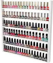 J JACKCUBE DESIGN White Wood Nail Polish Organizer with 6 Tier Shelves 100 Bottles Wall Mount Display Rack Makeup Essential Oil Bottles Holder Storage for Nail Salon Bedroom Dress Room - MK528C
