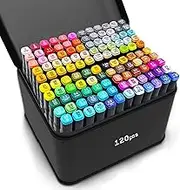 Marker Pens Set 120 Pcs Colors Coloring Drawing Marking With 1 Painting album,Colors Dual Tips Art Twin Sketch Markers for Kids，Beginners Non-toxic, Quick drying, Durable Non-staining