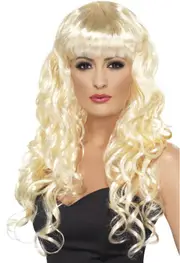 Glamour Siren Womens Long Blonde Curly Wig