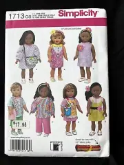 Simplicity Pattern 1179 Doll Clothes Dresses Pants Tops New Uncut