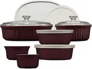 [CorningWare] French White Bakeware 12-Piece Set, French Cabernet