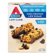 Atkins DayBreak Chocolate Chip Crisp Bars 5 Pack*+Healthy Protein Snack Diet Bar