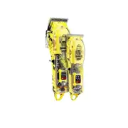 Professional Hair Trimmer for Men 2 Pieces Set Electric Cordless Salon Shaver with Visual Body and Fashion Print-Yellow