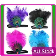 1920s Headband Peacock Feathers Vintage Bridal Gatsby Flapper Headpiece 20s 20's