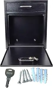 Stainless Steel Wall Mount Mailbox, Metal Mail Boxes Suggestion Box with Combination & Key Unlock
