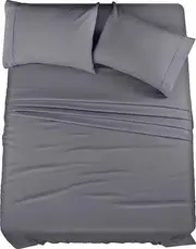 (Queen,dark gray)Queen Bed Sheets Set - 4 Piece Bedding - Brushed Microfiber - Shrinkage and Fade Resistant - Easy Care