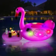 2PCS Floating Pool Lights with 5 Holes Floating Drink Holder, W/ Remote Control