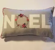 St Nicholas Square Noel Throw Pillow Grey 12"x20"