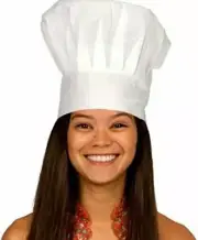 Chef Hat White Master Kitchen Costume Dress Up Party Cook Baker BBQ Adult & Kids