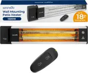 Infrared Patio Heater, Wall-Mounted Electric Heater with Remote, 1500W, IP65 App