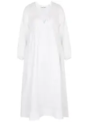 Casa Raki Elda Linen Midi Dress - White - XS (UK6 / XS) XS (UK6 / XS)