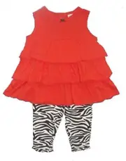 CARTER'S 6 Months Orange Tiered Tank, Zebra Leggings Pants Outfit