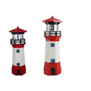 Solar Garden Lighthouse Statues With Rotating Lights Outdoor Decorations Crafts-Red