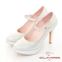 在飛比找momo購物網優惠-【CUMAR】優雅化身 水鑽復古法式瑪莉珍高跟鞋(銀色)