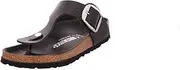 [Birkenstock] Gizeh Natural Leather Black Big Buckle Black Flip Flops Women