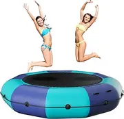 Inflatable Water Trampoline,10Ft/12Ft/15Ft Recreational Water Bouncer,Floating Water Trampoline with 500W Electric Inflator & Rope Ladder,Kids Adults Portable Bounce Swim Platform for Lake,Pools