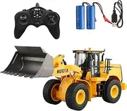 glouslove Remote Control Bulldozer Toy, 1/16 RC Toy,11 Channels Remote Control Engineering Car, 2.4Ghz Alloy Shovel Loader Bulldozer RC Tractor with Lights and Sound for Boys Adults Kids Gift