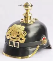 German Pickelhaube Imperial Prussian Leather Black Helmet Prussia Pickelhelmet