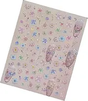 Flower Nail Decals - 5D Embossed Summer Leaf Plant Decals | Japanese Style Metal Floral Manicure Sliders for Girlfriends