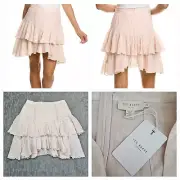 Ted Baker Tiered Pink Mini Skirt Sz. 2 Women's Nwt