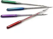 Beatifufu 12pcs Professional Sewing Machine Needles Set for Elastic Fabrics Hard Structure Flat Shank Includes Sizes 9 11 14 16 Random Color