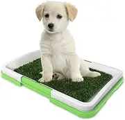 Potty Grass Mat - Indoor Dog Turf, Reusable Training Pad | Splashproof Pee Tray with Three Layer System, Non Slip Puppy Grass Pad for Small Pets, Apartment Use, Porch Area, Home Bathroom