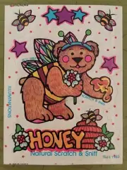 Vintage 80s Illuminations 1983 Natural Scratch & Sniff Sticker Bear HONEY Scent