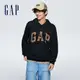 Gap 男女同款 Logo帽T 碳素軟磨法式圈織系列-黑色(892186)