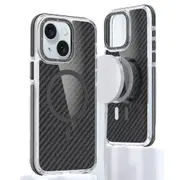 For Iphone 15 Magsafe Dual-Colour Carbon Fiber Phone Case