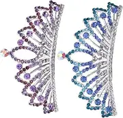 FOMIYES 2pcs Headdress Crown Comb with Elegant Design Silver Blue Silver for Birthday Parties and Special Occasions