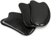 2Pcs Black Buffalo Horn Scraping Plate Body Scraping Massager for Gua Sha Therapy Chinese Traditional Massage Board Skin Care Tool for Face