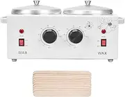 Double Wax Warmer, Professional Electric Wax Heater Hair Removal Dual Parrafin Adjustable Temperature Machine Facial Skin Equipment SPA Hair Removal Tool (White)