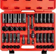 02330A 1/2 Impact Socket Set, 45 Piece Deep and Shallow Assortment, Metric Sizes