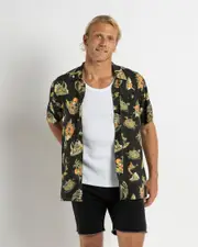 [The Mad Hueys] The Mad Hueys Men's Frothin Out Short Sleeve Shirt in Vintage Black Size Large L Vintage Black