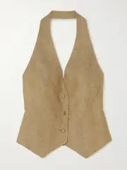 [Max Mara] Max Mara - Sauro Linen Vest - Brown - UK 18 UK 18 Brown