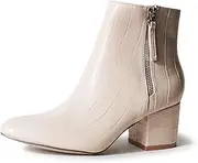 [J. Adams] Zuma Ankle Bootie – Closed Pointed Toe Low Block Heel Zip Up Boot