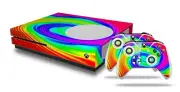Skin XBOX One S Console Controller Rainbow Swirl