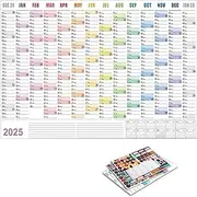 2025 Wall Planner, 2025 Wall Calendar Yearly Wall Planner With Colored Stickers, 12 Month Family Calendar, 2025 Annual Calendar, Annual Wall Planner For Busy Schedule