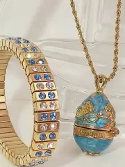 Something out of blue because I love you Faberge Necklace Bracelet SWAROVSKI 24K