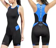 [Santic] Women's Triathlon-Suit Tri Suits Sleeveless One Piece Swimsuit with Padded Quick-Drying Back Zipper