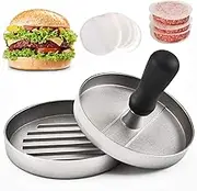 Uniyou Burger Press Hamburger Press Patty Maker Non-stick Aluminum Burger Press Patty Maker Mold with 100 Wax Papers for Barbecue Grill Stuffed Cheeseburger Burger Stuffer Beef