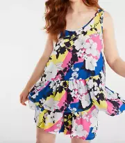 NEW PETER ALEXANDER FLORAL RUFFLE TANK TOP & SHORTS VISCOSE PJ SET $119.90 M
