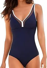 [Generic] Cow Bikini Women 1 Piece Mesh Tank Suits Shirred Vintage Up Athletic Training Swimwear Bathing Sport Control Swimsuit Swimwear Padded Tummy Bikini Push Swimwears Beach Shorts